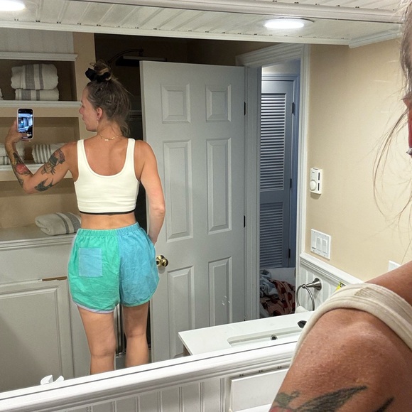 Clare v corduroy Women's Shorts - Green and Purple - Picture 4 of 4